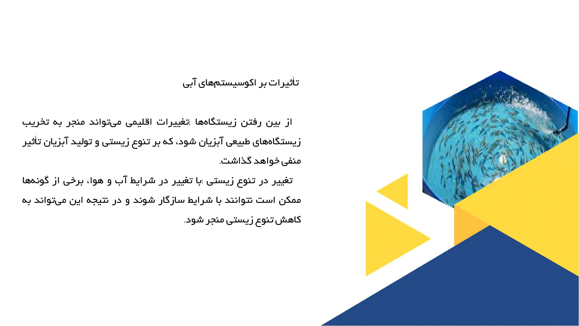 پاورپوینت در مورد تأثیر تغییرات اقلیمی بر پرورش حیوانات آبزی